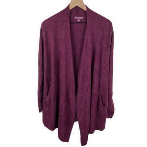 Barefoot Dreams Womens Maroon‎ Red Cozychic Lite Long Cardigan Small
